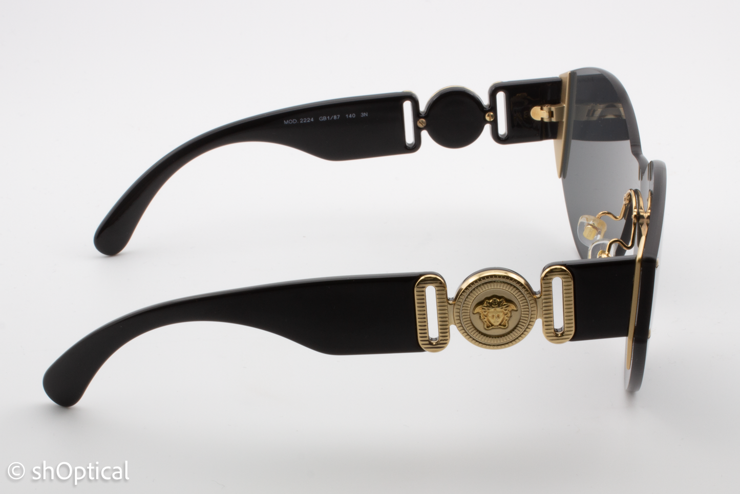 Versace MOD.2224 GB1/87 Womens Rimless Sunglasses Black & Gold 64mm