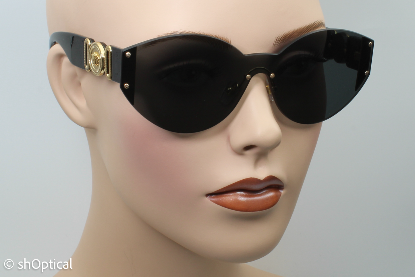 Versace MOD.2224 GB1/87 Womens Rimless Sunglasses Black & Gold 64mm