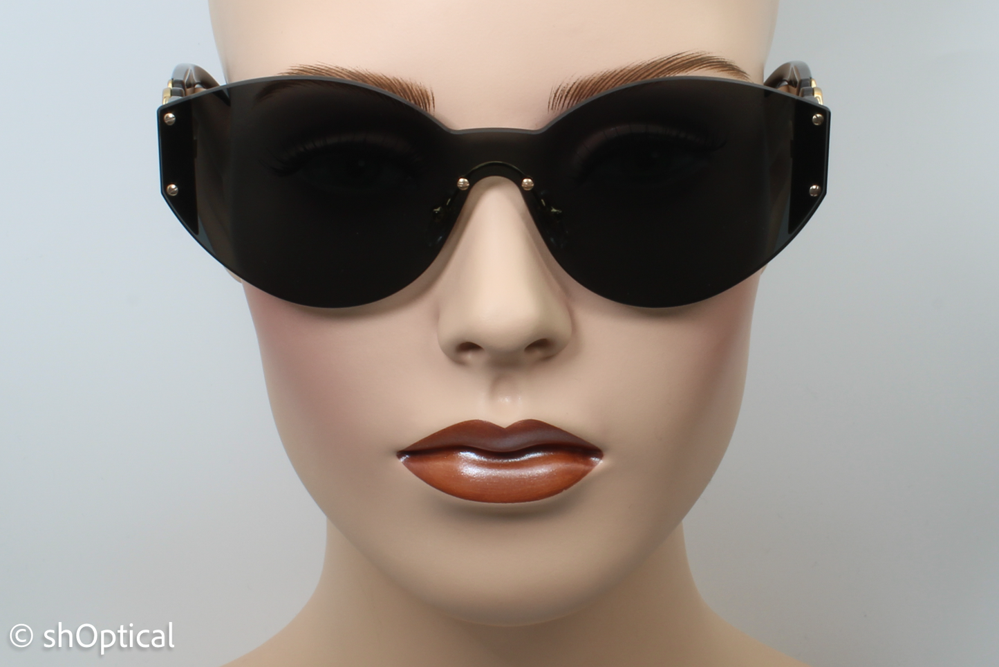 Versace MOD.2224 GB1/87 Womens Rimless Sunglasses Black & Gold 64mm